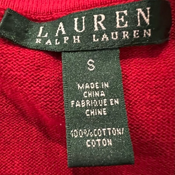 Women’s Lauren Ralph Lauren Red Knit Top Sweater with Gold Buttons Size Small - Picture 10 of 12